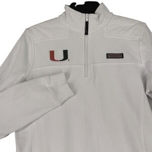 University of Miami Vineyard Vines Quarter Zip Womens M White Logo Gameday Wear